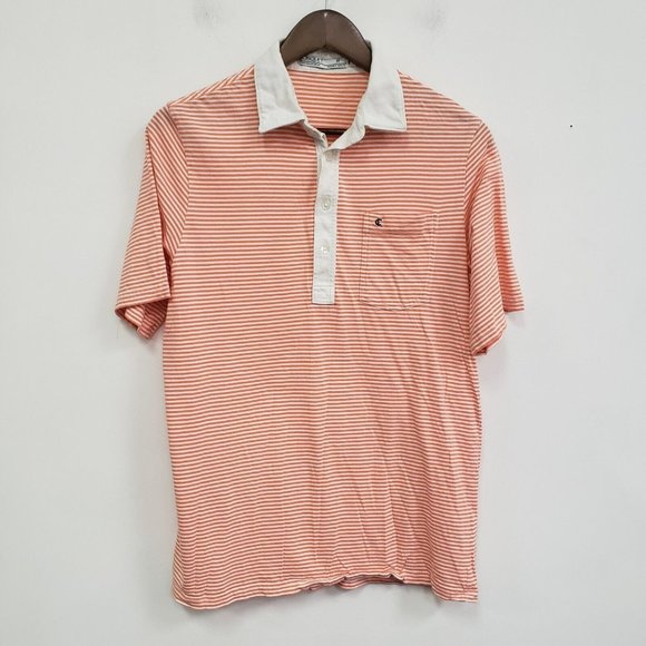 Criquet Shirts Criquet Mens Orange Striped Polo Shirt Size M Short